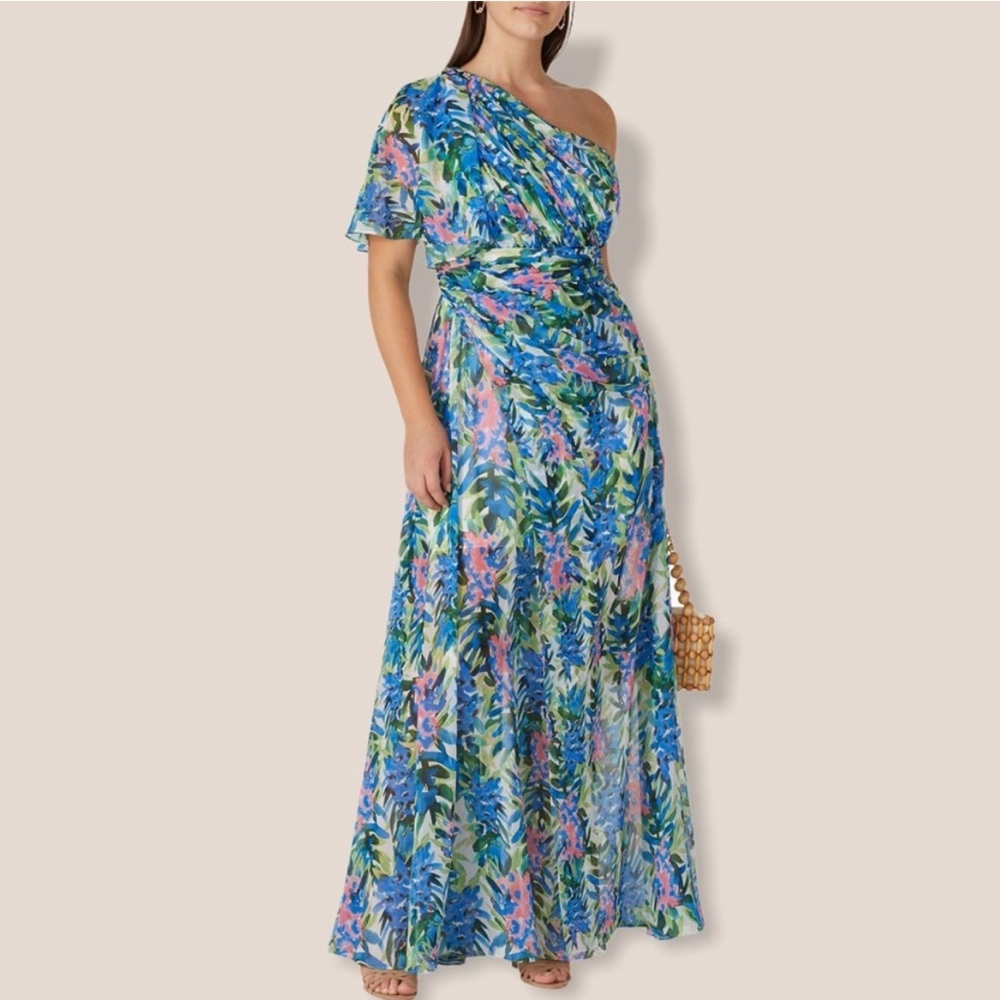 Badgley Mischka Floral One Shoulder Gown